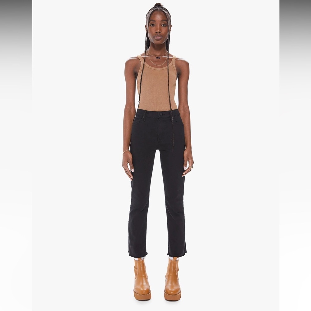 Mother the rescal ankle fray pitch women jeans black size 26